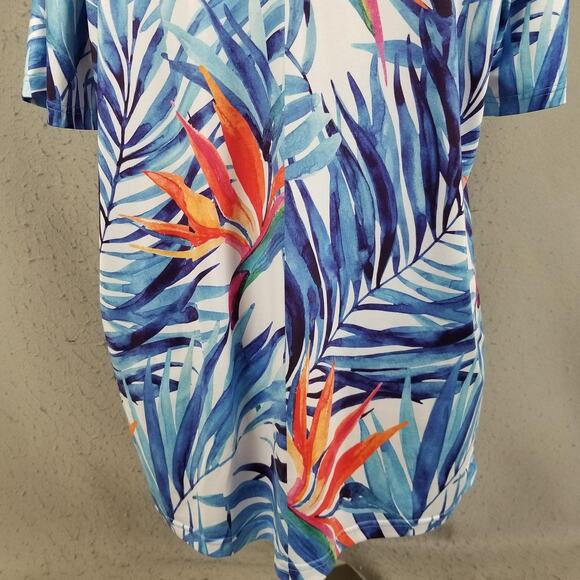 Handsome Bogey Polo Shirt Mens XL Blue Tropical Hawaiian Golf Bird of Paradise - Picture 9 of 14